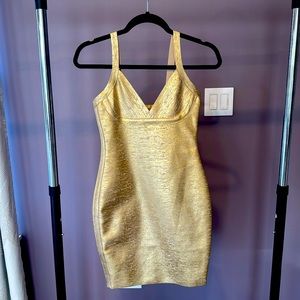 Metallic gold bandage dress